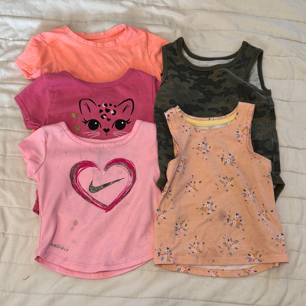 Cat & Jack Kids Short Sleeve Tees - Pink, Orange, Green, Black